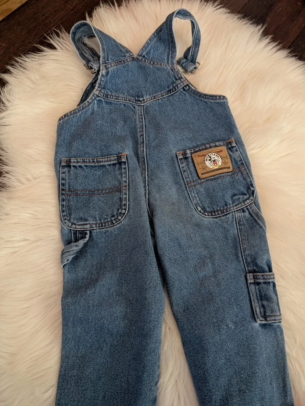 Vintage Mickey & Co Disney Denim Bib Overalls Minnie Girls Boys 2T